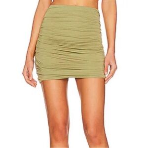 Indah Body Cory Green Solid Gathered Mini Skirt